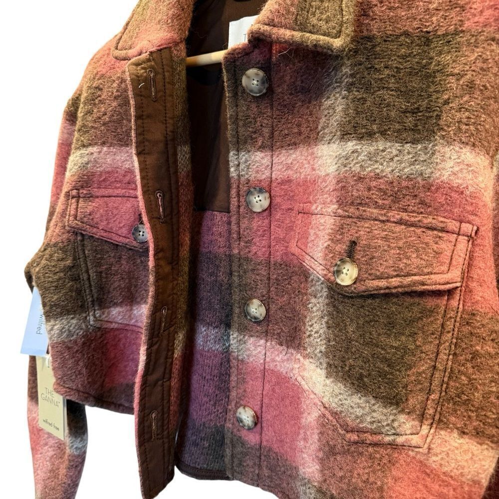 NWT Aritzia Wilfred Free The Ganna Crop Italian Wool Plaid Shacket - Womens S - Picture 3 of 9